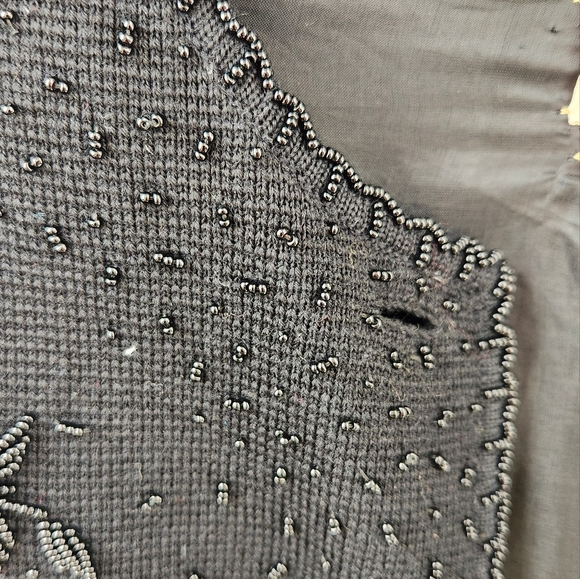 Vintage Gimbels Black Beaded Cardigan - Picture 8 of 10